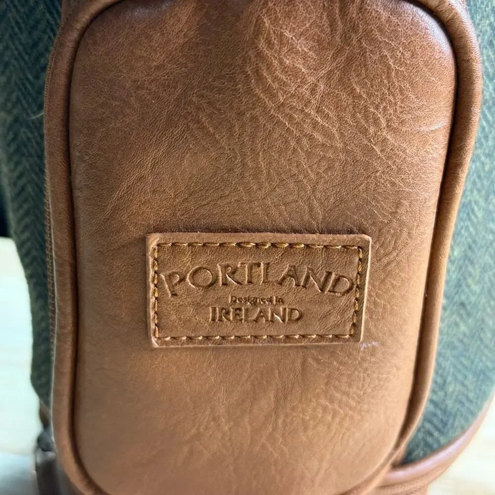 Portland Men's Golf Washbag Tweed Green and Brown Lined Designed in Ireland